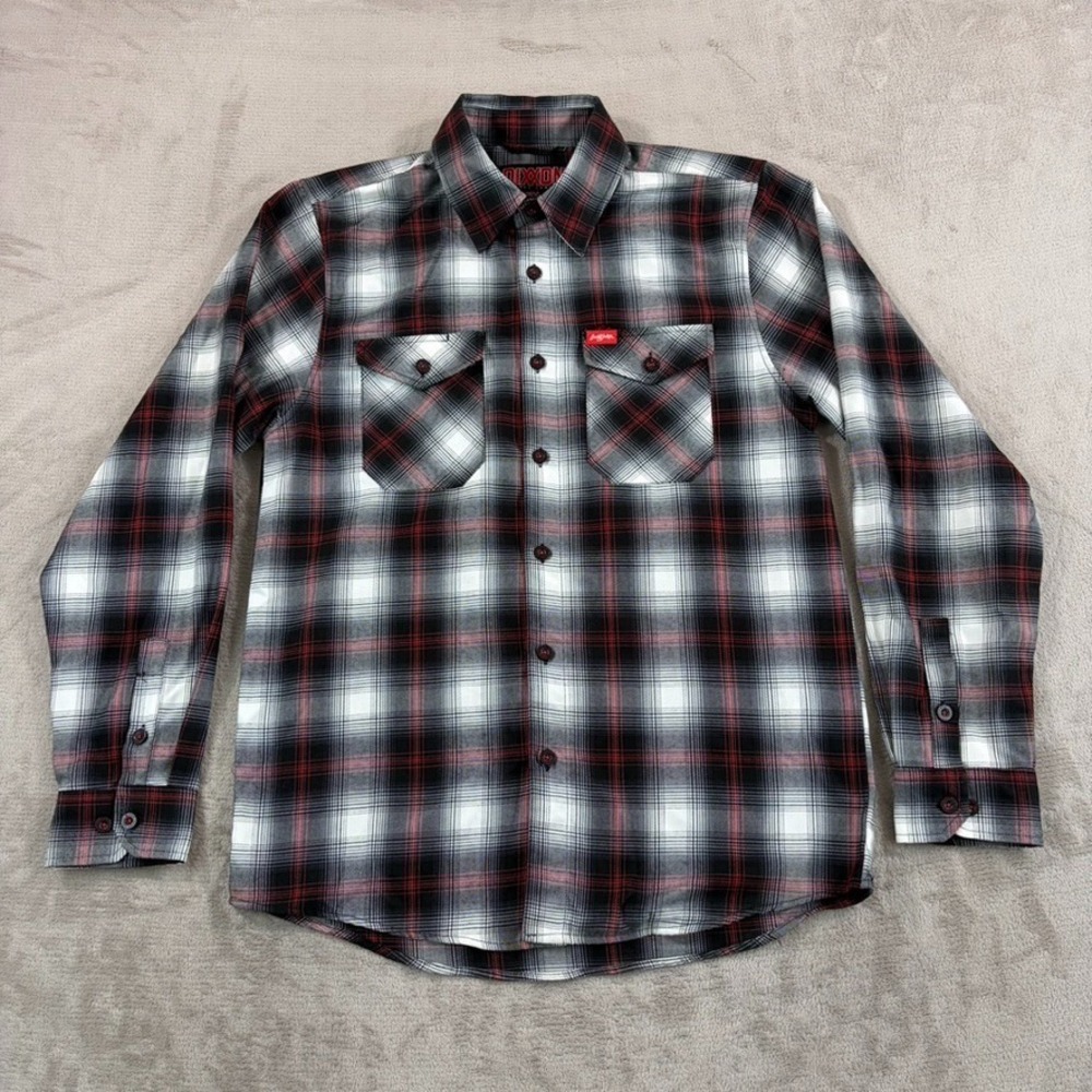 Dixxon Flannel Barrett Jackson Flannel Shirt‎ in Black Red Plaid Men Medium NWOT